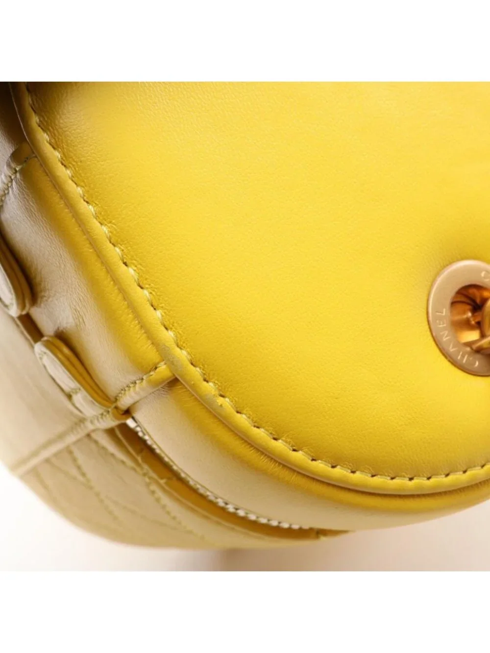 Chanel Shoulder Bag Quilted Vanity Yellow Lambskin Chain